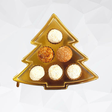 Caja para caramelos en forma de árbol de Navidad transparente/oro 6 cavidades (5 unidades)